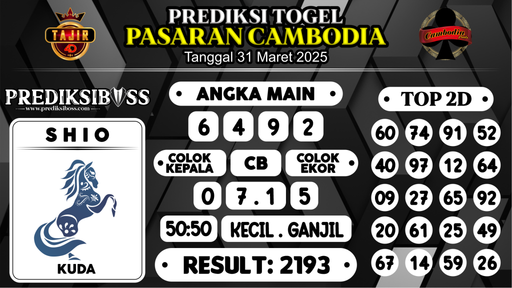 https://prediksibossquarto.com/prediksi-boss-togel-cambodia-senin-31-maret-2025/