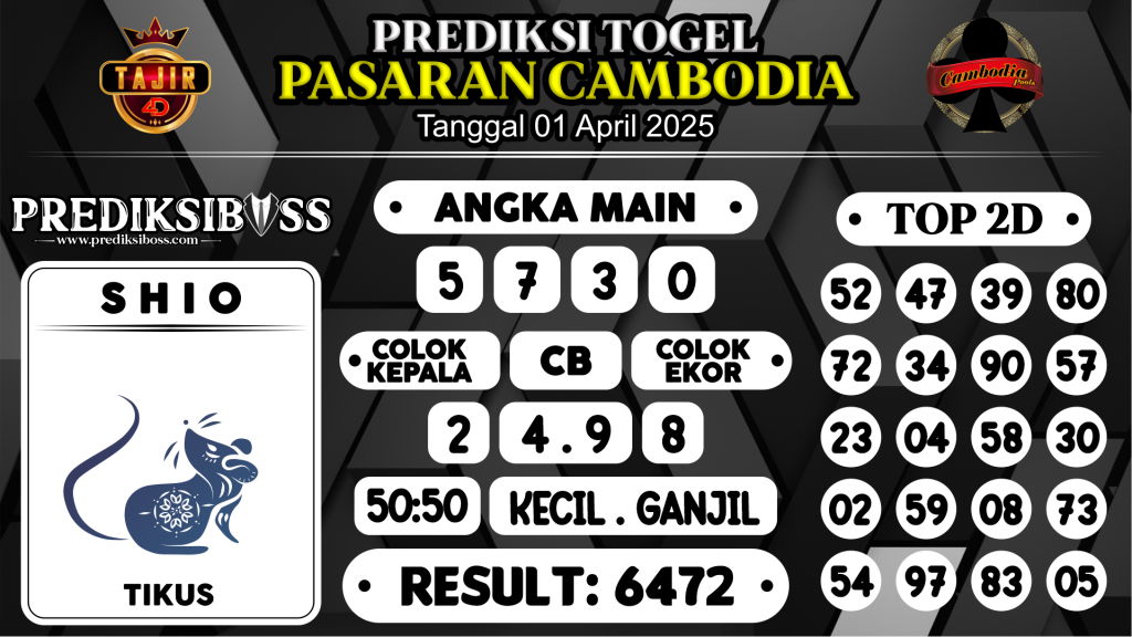 https://prediksibossquarto.com/prediksi-boss-togel-cambodia-selasa-01-april-2025/